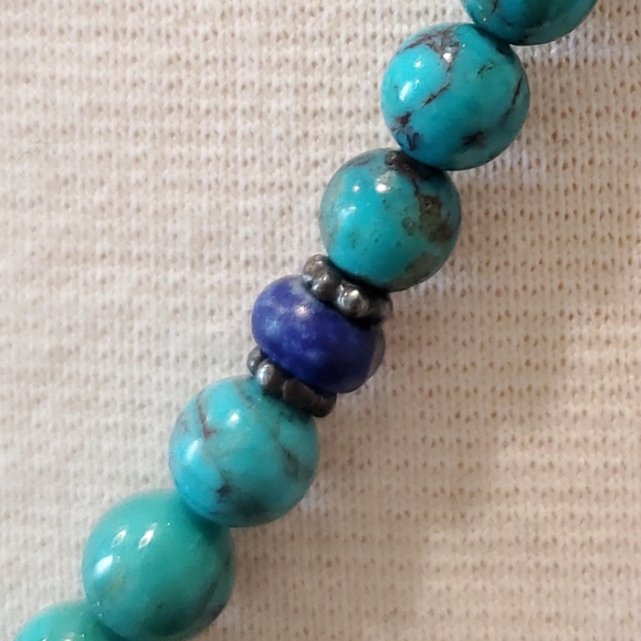 Jay King Turquoise Bead and Lapis Sterling Silver Long Necklace - Picture 3 of 15